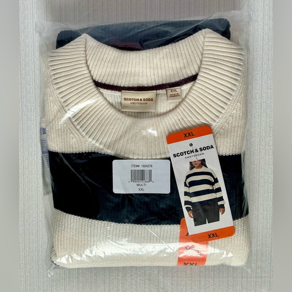 3 for $23 Scotch & Soda Amsterdam Cream Multi-Stripe Sweater – XL – NWT - Picture 3 of 12